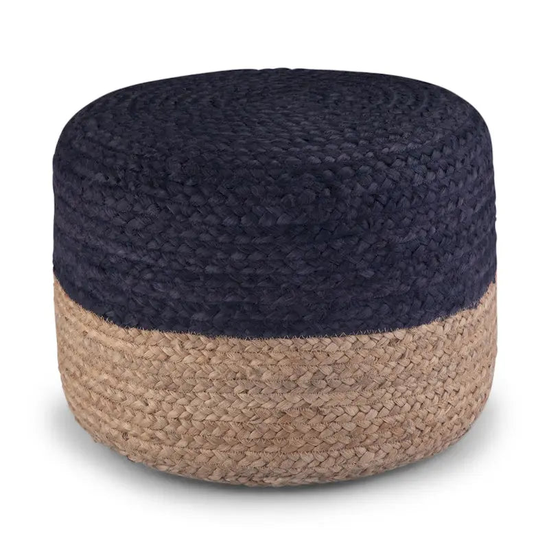 Pouf rond tressé en jute, 45 cm de diamètre