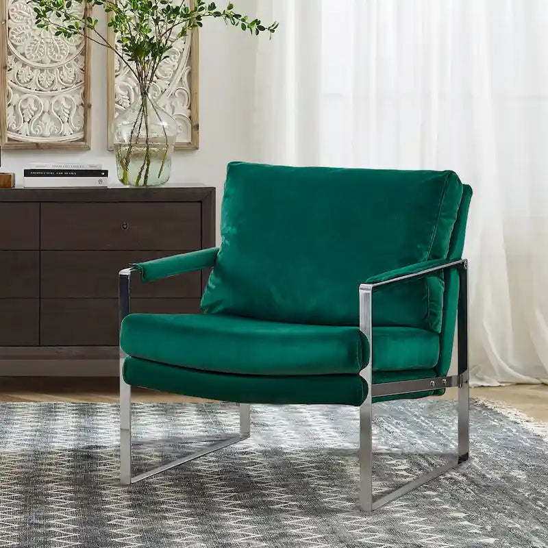 Fauteuil moderne en similicuir PU avec accoudoirs et piètement en acier noir