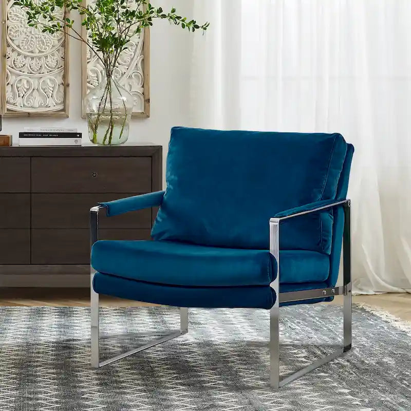 Fauteuil moderne en similicuir PU avec accoudoirs et piètement en acier noir