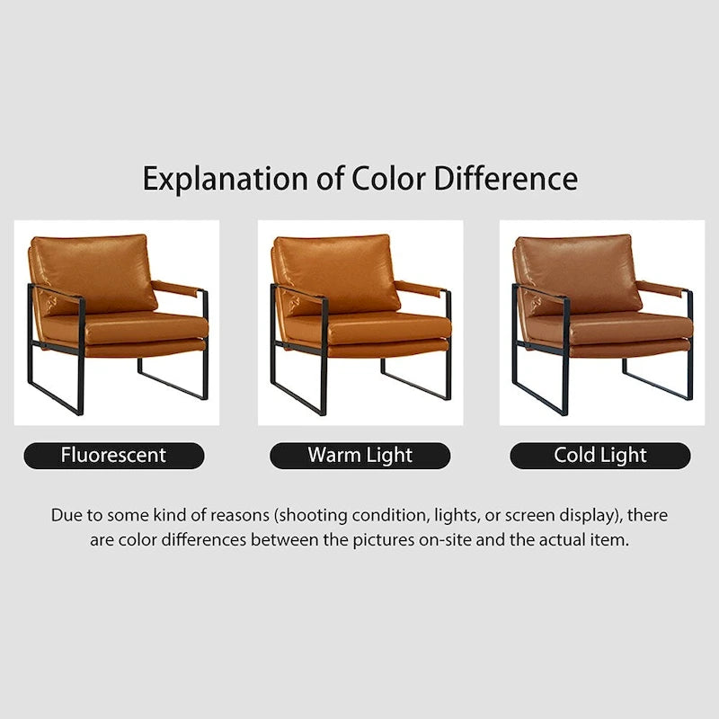 Fauteuil moderne en similicuir PU avec accoudoirs et piètement en acier noir