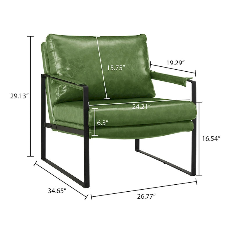 Fauteuil moderne en similicuir PU avec accoudoirs et piètement en acier noir
