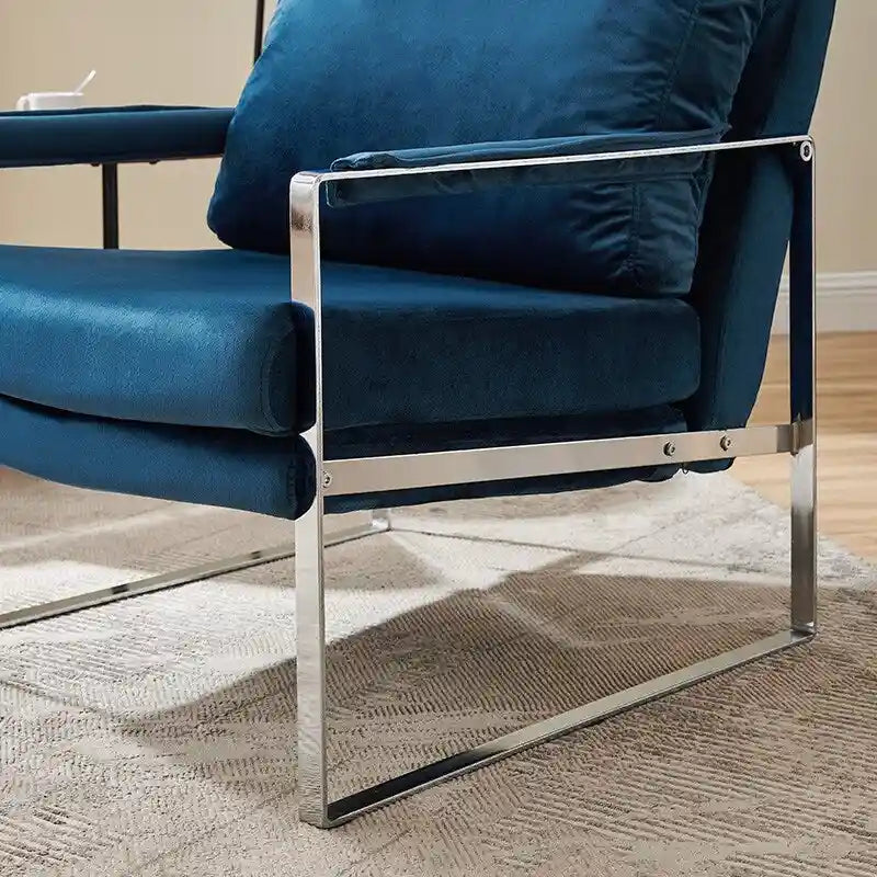 Fauteuil moderne en similicuir PU avec accoudoirs et piètement en acier noir