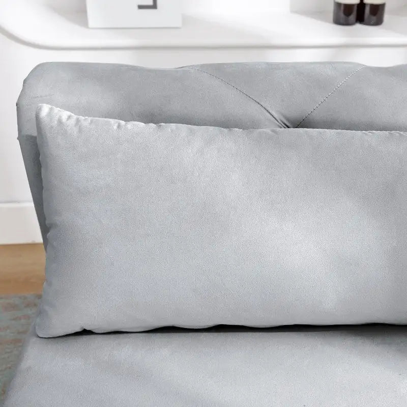 Chaise longue d'intérieur, Chaise longue en velours pour chambre à coucher avec rangement et oreiller, Chaise longue moderne rembourrée à accoudoirs roulés