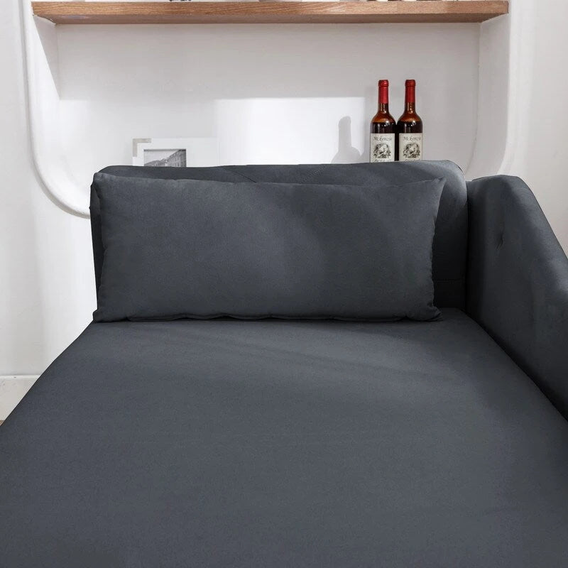 Chaise longue d'intérieur, Chaise longue en velours pour chambre à coucher avec rangement et oreiller, Chaise longue moderne rembourrée à accoudoirs roulés
