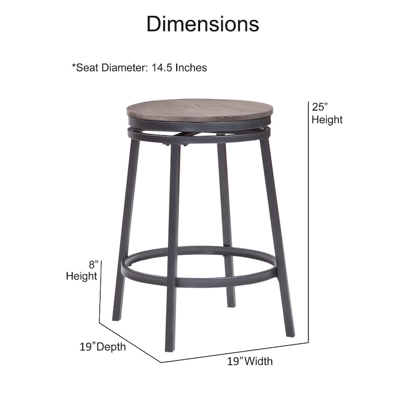 Tabouret de comptoir pivotant sans dossier, gris ardoise