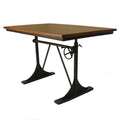 Table à manger ou bar réglable en hauteur, finition orme, bois de manguier massif