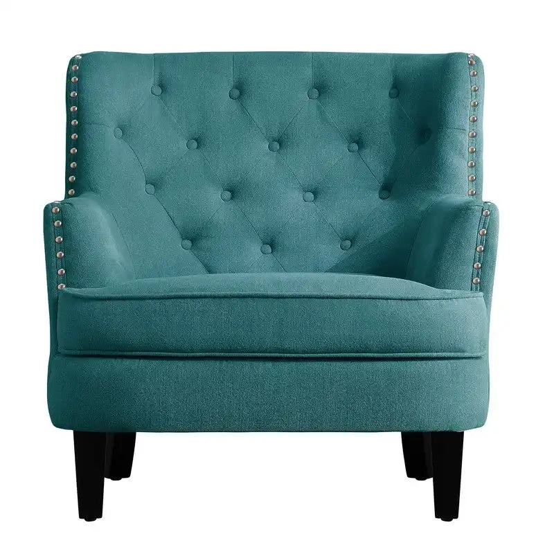 Fauteuil d'appoint capitonné à oreilles de 76 cm de large, Velours / Lin