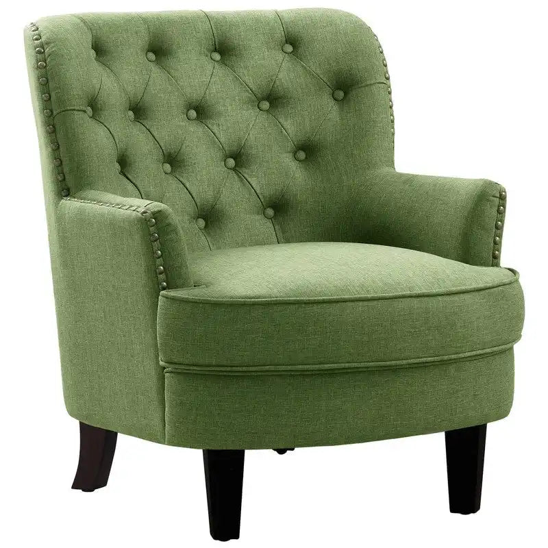 Fauteuil d'appoint capitonné à oreilles de 76 cm de large, Velours / Lin
