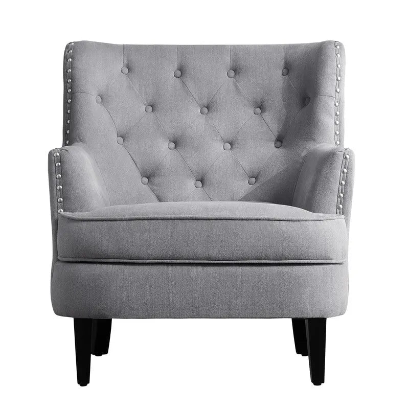 Fauteuil d'appoint capitonné à oreilles de 76 cm de large, Velours / Lin
