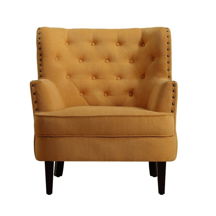 Fauteuil d'appoint capitonné à oreilles de 76 cm de large, Velours / Lin