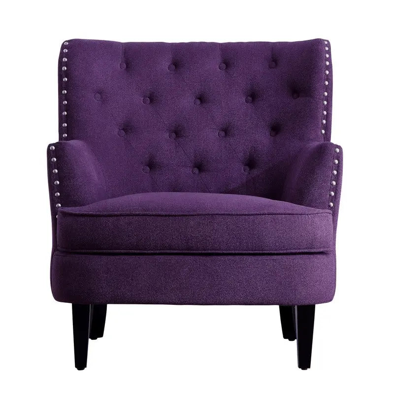Fauteuil d'appoint capitonné à oreilles de 76 cm de large, Velours / Lin