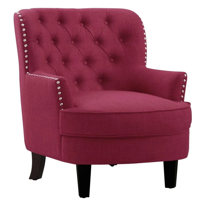 Fauteuil d'appoint capitonné à oreilles de 76 cm de large, Velours / Lin