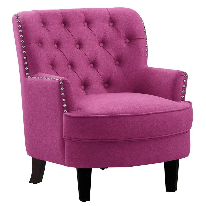Fauteuil d'appoint capitonné à oreilles de 76 cm de large, Velours / Lin