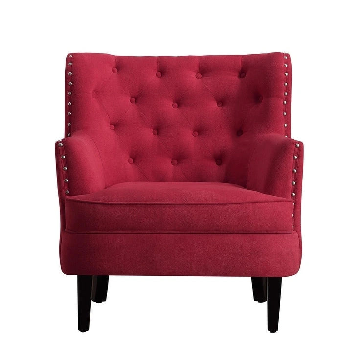 Fauteuil d'appoint capitonné à oreilles de 76 cm de large, Velours / Lin