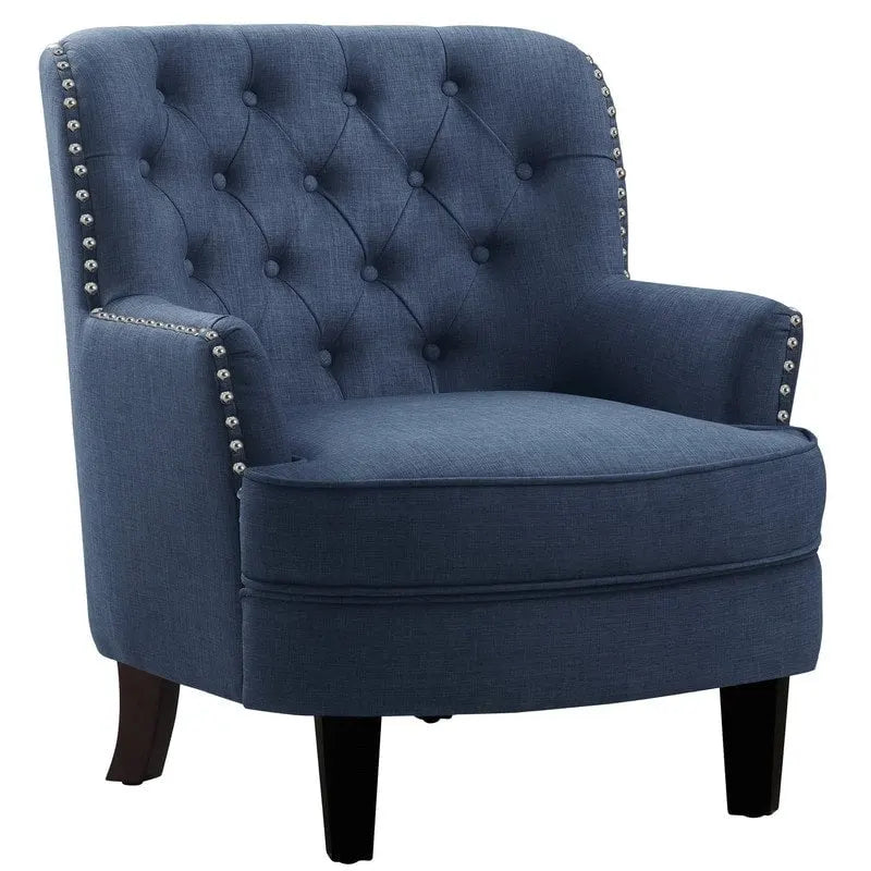 Fauteuil d'appoint capitonné à oreilles de 76 cm de large, Velours / Lin