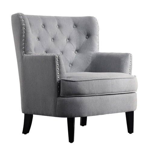 Fauteuil d'appoint capitonné à oreilles de 76 cm de large, Velours / Lin