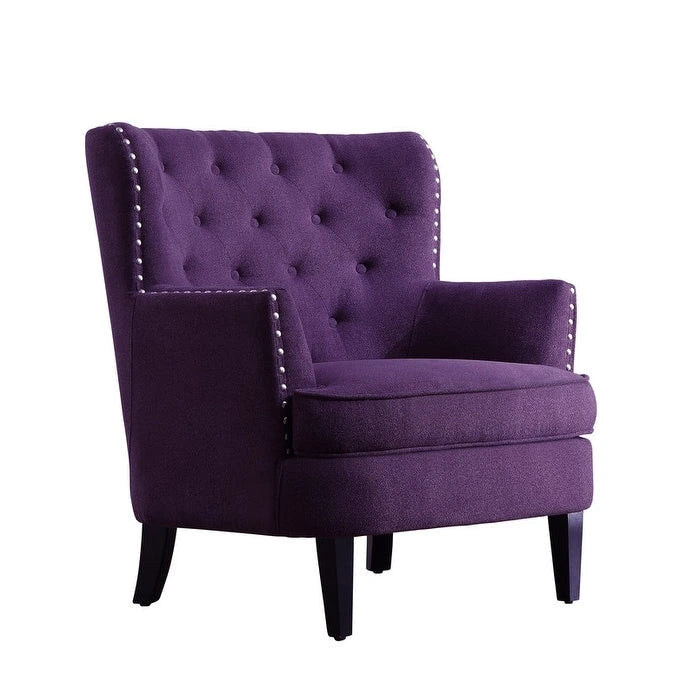 Fauteuil d'appoint capitonné à oreilles de 76 cm de large, Velours / Lin