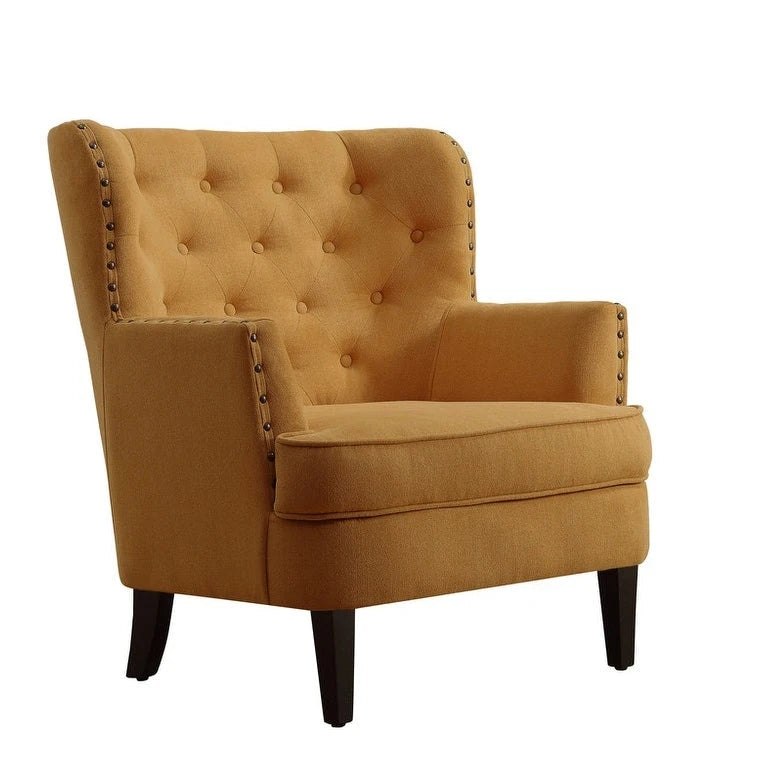 Fauteuil d'appoint capitonné à oreilles de 76 cm de large, Velours / Lin