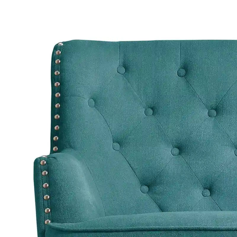 Fauteuil d'appoint capitonné à oreilles de 76 cm de large, Velours / Lin