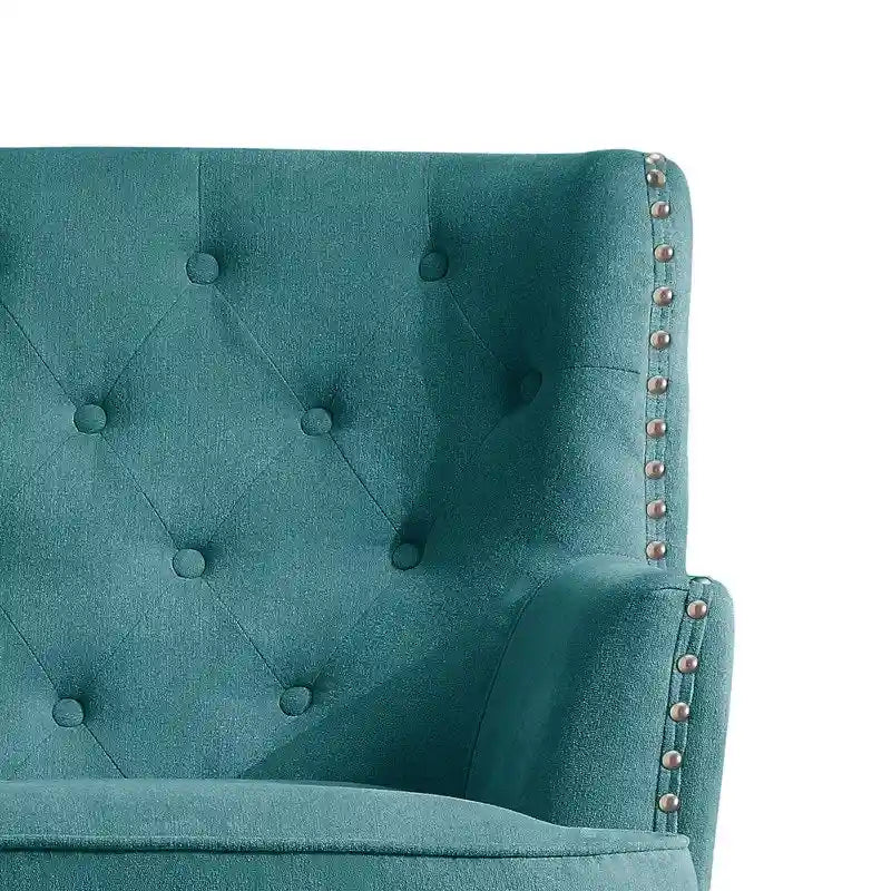 Fauteuil d'appoint capitonné à oreilles de 76 cm de large, Velours / Lin