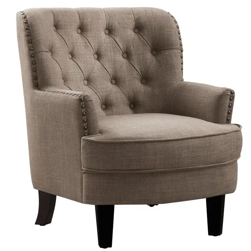 Fauteuil d'appoint capitonné à oreilles de 76 cm de large, Velours / Lin
