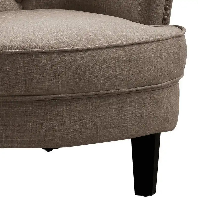 Fauteuil d'appoint capitonné à oreilles de 76 cm de large, Velours / Lin