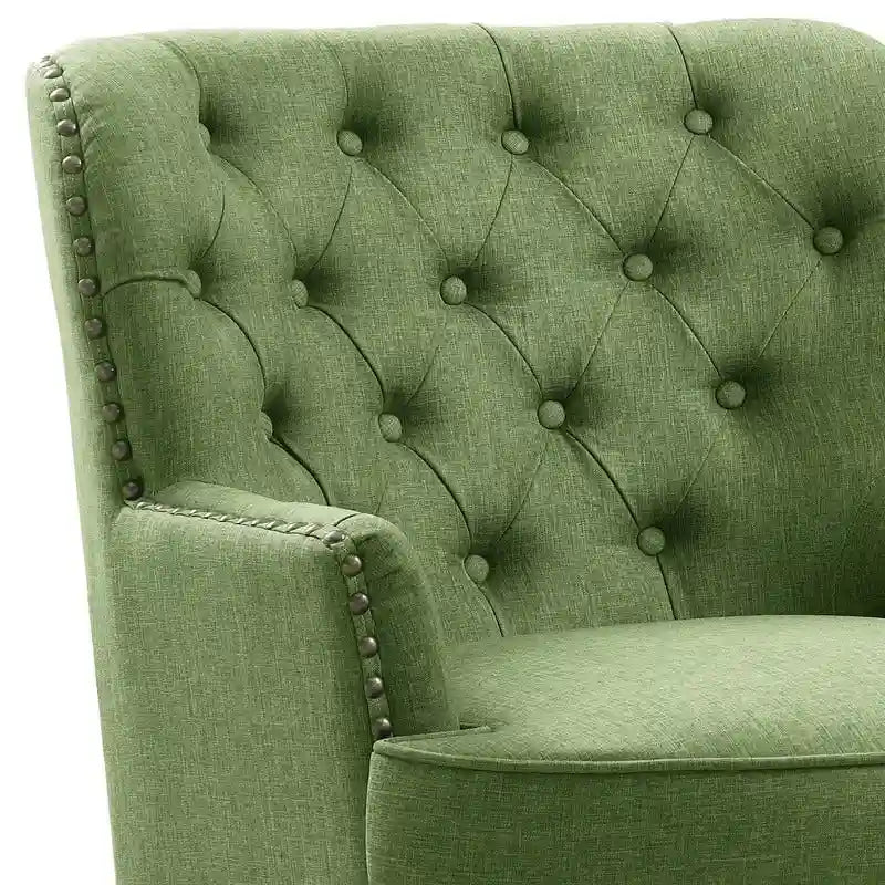 Fauteuil d'appoint capitonné à oreilles de 76 cm de large, Velours / Lin