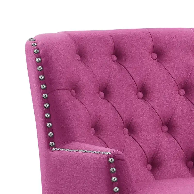 Fauteuil d'appoint capitonné à oreilles de 76 cm de large, Velours / Lin