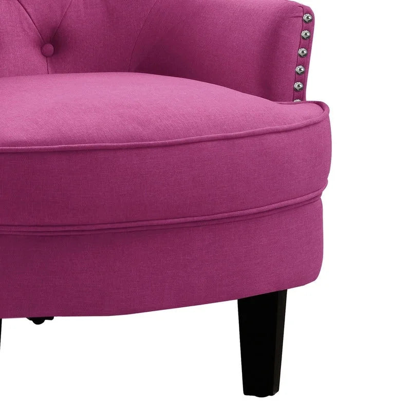 Fauteuil d'appoint capitonné à oreilles de 76 cm de large, Velours / Lin