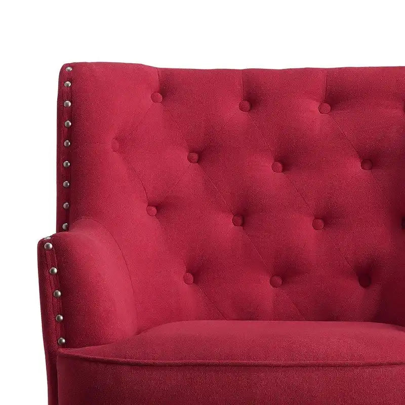 Fauteuil d'appoint capitonné à oreilles de 76 cm de large, Velours / Lin