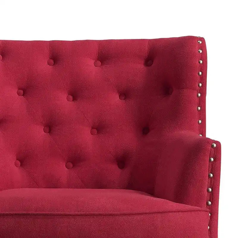 Fauteuil d'appoint capitonné à oreilles de 76 cm de large, Velours / Lin