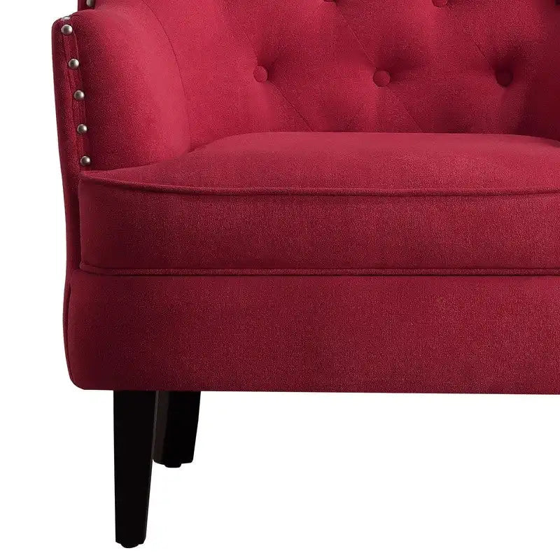 Fauteuil d'appoint capitonné à oreilles de 76 cm de large, Velours / Lin