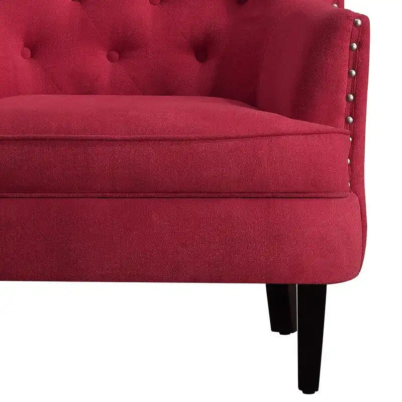 Fauteuil d'appoint capitonné à oreilles de 76 cm de large, Velours / Lin