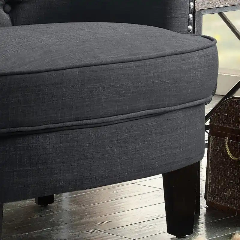 Fauteuil d'appoint capitonné à oreilles de 76 cm de large, Velours / Lin