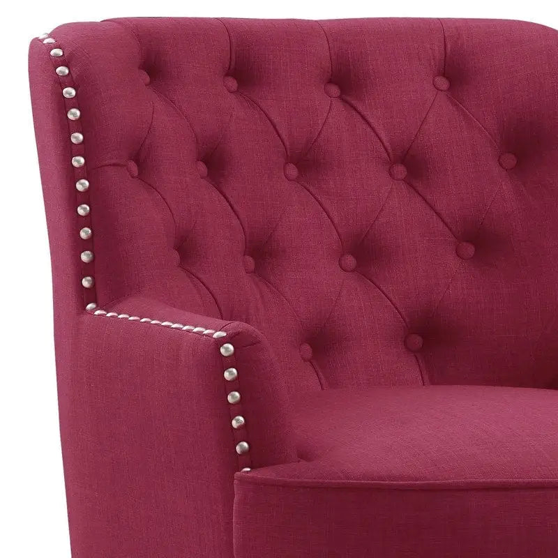 Fauteuil d'appoint capitonné à oreilles de 76 cm de large, Velours / Lin