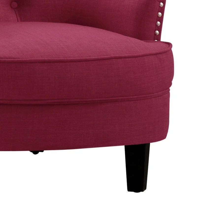 Fauteuil d'appoint capitonné à oreilles de 76 cm de large, Velours / Lin