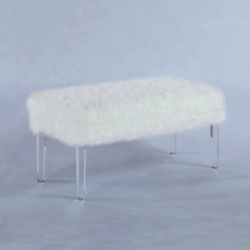 Banc de rangement en similicuir à têtes de clou de 20 pouces avec pieds en acrylique