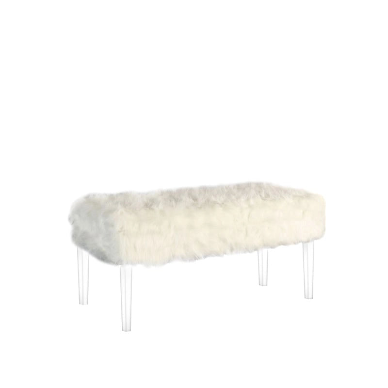 Banc de rangement en similicuir à têtes de clou de 20 pouces avec pieds en acrylique