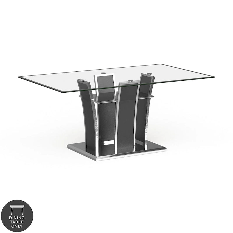 Table de salle à manger moderne en bois avec plateau en verre de 72 pouces