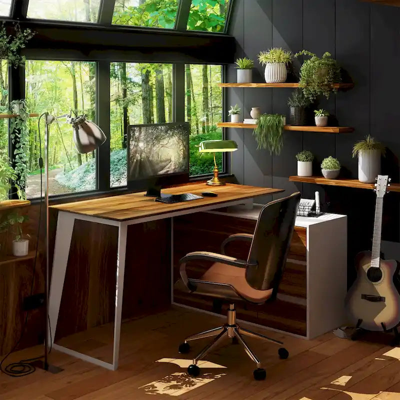 Bureau d'angle en L de 137,9 cm avec meuble de rangement réversible