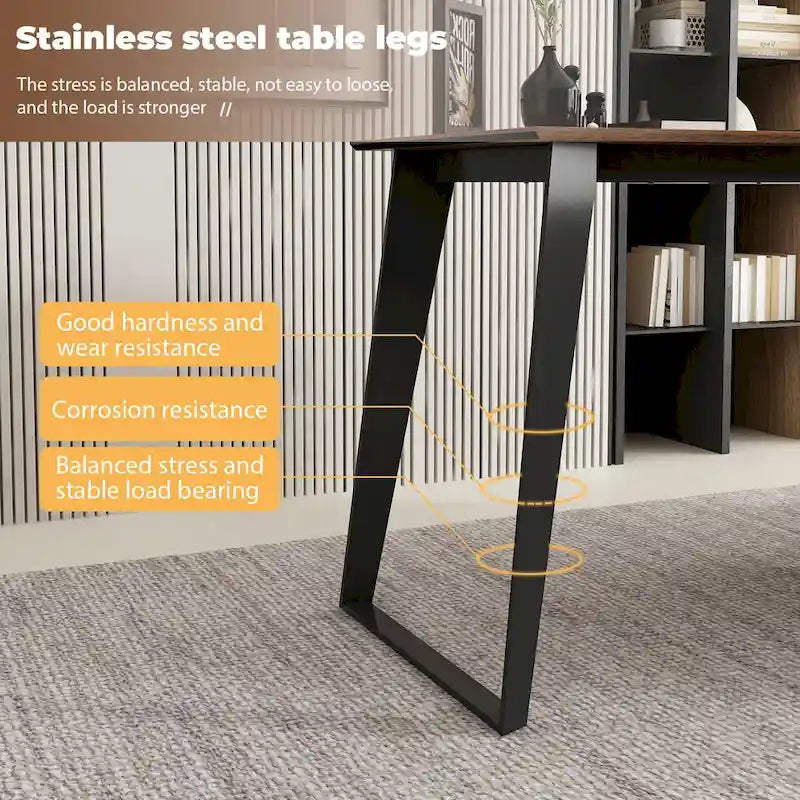 Bureau d'angle en L de 137,9 cm avec meuble de rangement réversible