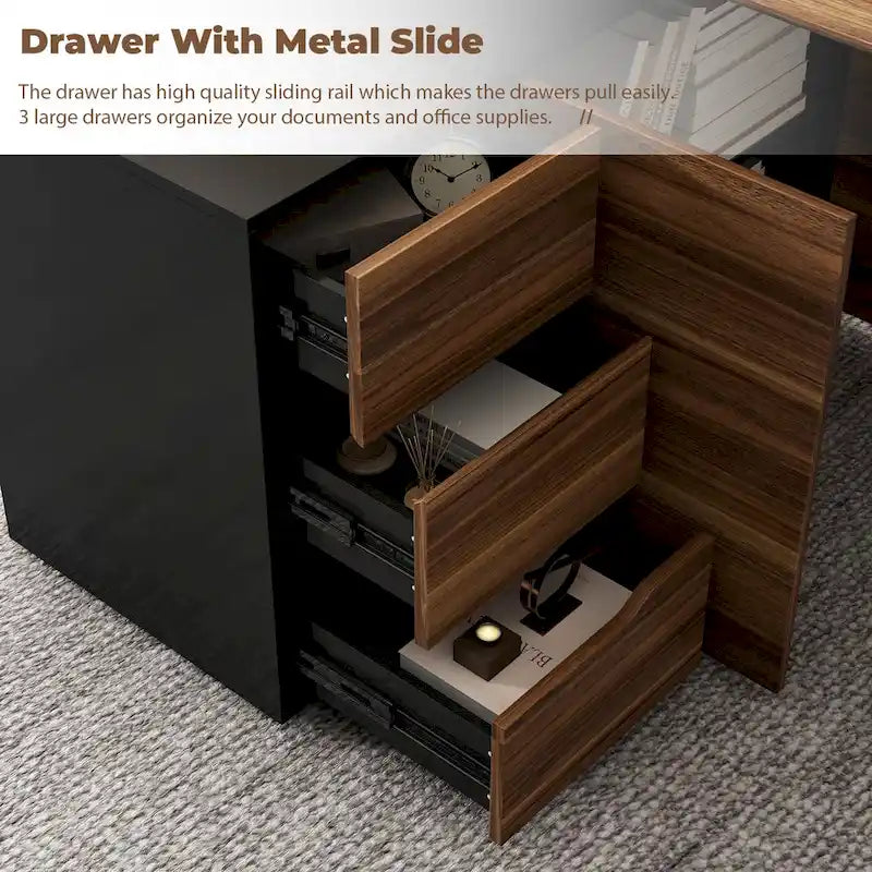 Bureau d'angle en L de 137,9 cm avec meuble de rangement réversible
