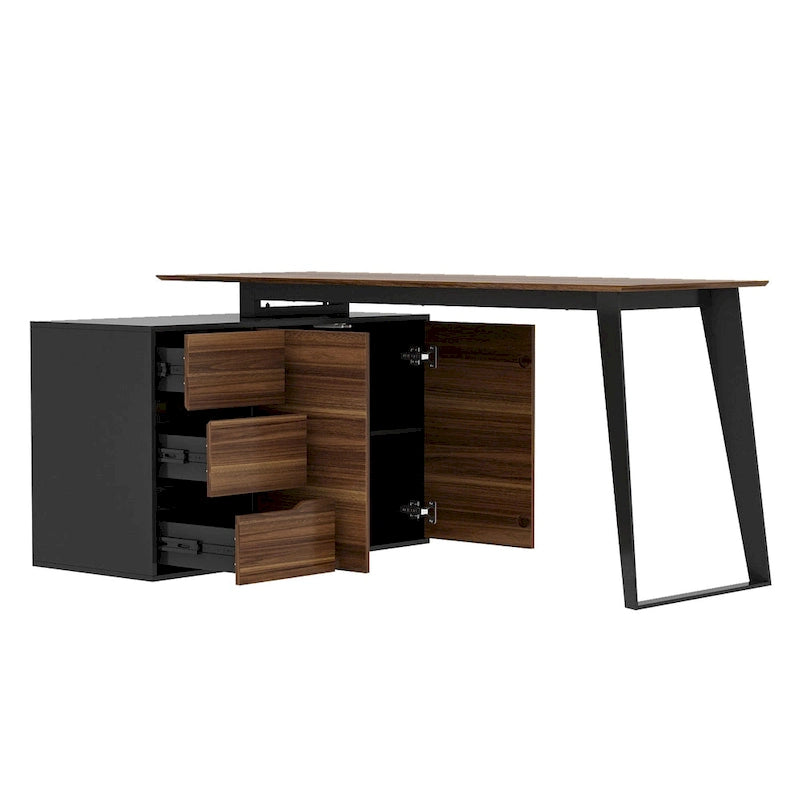 Bureau d'angle en L de 137,9 cm avec meuble de rangement réversible
