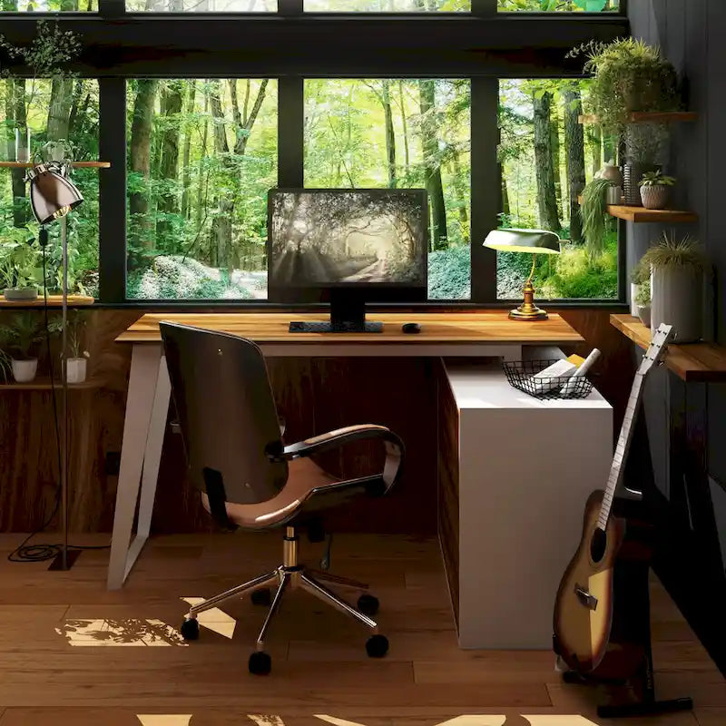 Bureau d'angle en L de 137,9 cm avec meuble de rangement réversible
