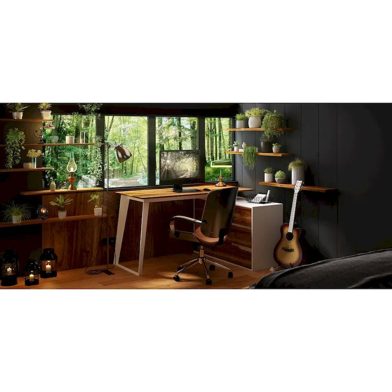 Bureau d'angle en L de 137,9 cm avec meuble de rangement réversible