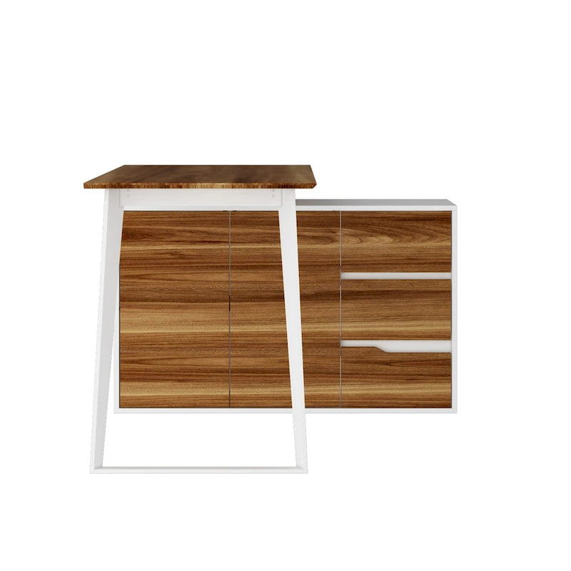 Bureau d'angle en L de 137,9 cm avec meuble de rangement réversible