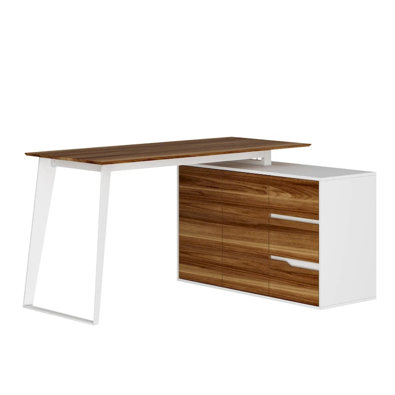 Bureau d'angle en L de 137,9 cm avec meuble de rangement réversible