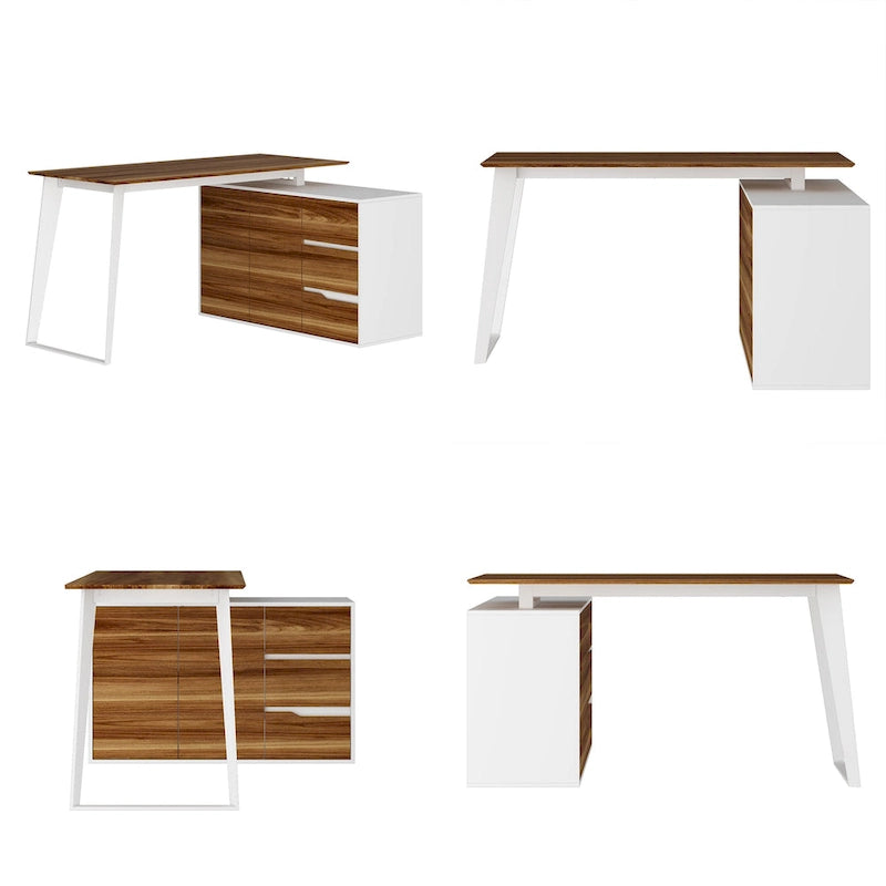 Bureau d'angle en L de 137,9 cm avec meuble de rangement réversible