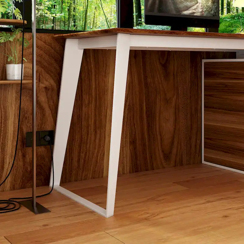 Bureau d'angle en L de 137,9 cm avec meuble de rangement réversible