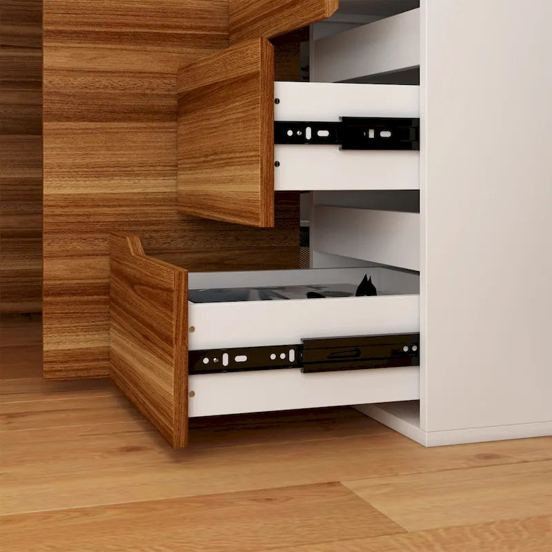 Bureau d'angle en L de 137,9 cm avec meuble de rangement réversible